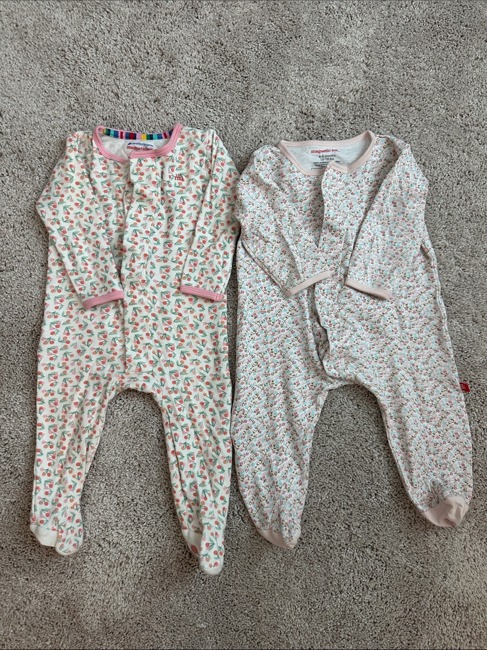 EUC! Magnetic Me Organic Cotton Footies 6-9M (bundle of 2!)